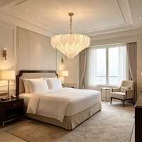 Lustre suspendu LED moderne en fer doré avec feuilles de cristal, taille moyenne, compatible AC, éclairage domestique à intensité variable