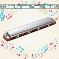 Suzuki Study-24 24 Holes Harmonica Tremolo Key of C with Cleaning Cloth Box Musical Instrument for Beginner Student
