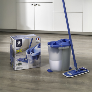 Multipratic Duo - Ensemble tout-en-un - Outils de nettoyage ménager - Serpillère plate avec seau - Product Image 1