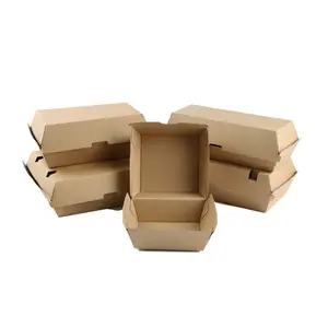 Eco friendly food grade compostable kraft paper hamburger sushi packaging box