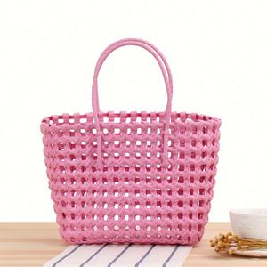 Bolsos de Mano de PVC Tejido para Mujer, Coloridos, Impermeables, para la Playa, Compras, Verano - Product Image 5