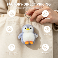 Portachiavi Peluche Pinguino Super Morbido, Mini Animale Imbottito, Ciondolo Carino per Borsa, Giocattolo Antistress per Bambini e Ragazze