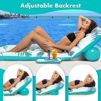 U-Sd bleu feuille d'érable siège gonflable eau canapé chaise longue avec trou découpé flottant rangée adulte eau jouet porte-gobelet natation