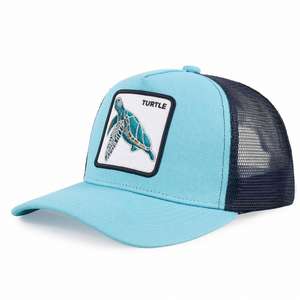Gorra de béisbol de malla de 5 paneles con cierre a presión, gorra trucker personalizada con bordado 3D de diseño animal, cierre de hebilla de doble botonadura, estilo empresarial - Product Image 6