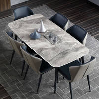 Meubles modernes nordiques, table à manger en marbre de luxe, pieds en acier carbone, ensemble table et chaises à manger, 6 places