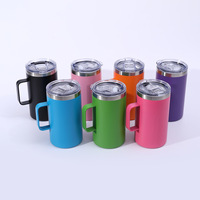 Mug isotherme à double paroi en acier inoxydable 304 avec poignée, revêtement poudré, portable, pour usage au bureau, design moderne et minimaliste
