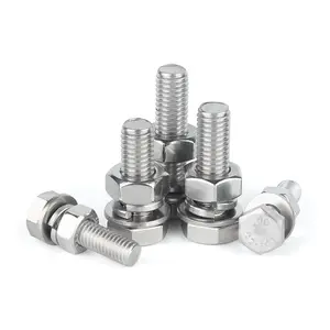 High Quality Customization Stainless Steel Hexagon Head Bolt With Nut And Washer Combination Bolt Hexagonal Combination Screws