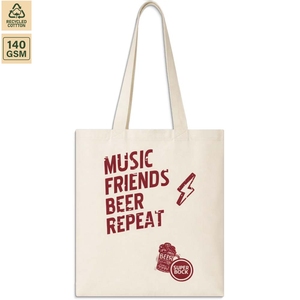Sac fourre-tout réutilisable en coton 140 GSM avec poignées intégrées, motif Music Friends Super Bock, pour le shopping et l'usage quotidien - Product Image 2