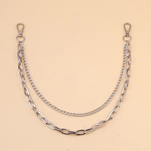 Cadena de cintura metálica de doble capa Yueli, estilo punk geométrico, aleación de zinc, para uso diario, cadena corporal de moda. - Product Image 4