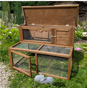 Twee-<span class=keywords><strong>Tier</strong></span> Houten Huis Huisdier Kooien Konijnenhok Huis Voor Konijnen - Product Image 4