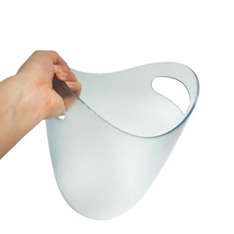 As Material Double-Handled 4L Plastic Ice Bucket Transparent Ingot Shape for Beer in Party Bar Settings