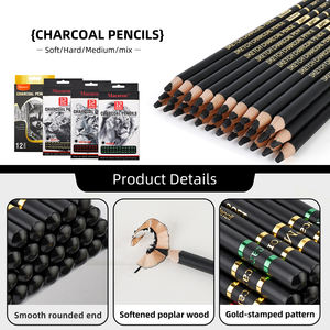 Macaron 12 pièces crayons de charbon de bois 4mm épaissi noyau de charbon de bois de peuplier croquis <span class=keywords><strong>crayon</strong></span> de dessin <span class=keywords><strong>pour</strong></span> le dessin - Product Image 3