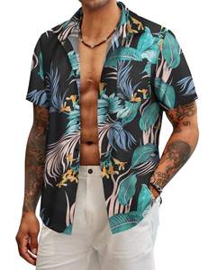 Camisa Hawaiana Elegante para Hombre, Talla XL, Azul Marino, Estampado Floral Tropical, Manga Corta, Secado Rápido, 100% Poliéster, para Vacaciones de Verano - Product Image 3