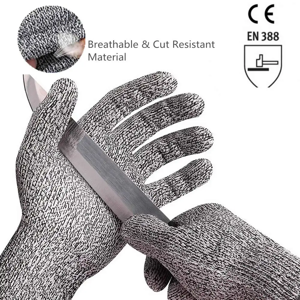 CE EN388 HPPE Kitchen Knife Blade Proof Anti-cut Gloves Safety Protection Cut Resistant Gloves Level 5 Anti Cut Gloves