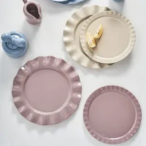 Decorative Plate Wave Edge Ceramic Dinner Serving Dishes Plates Dessert Plate for Restaurant