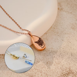 QIUHAN Collana con Ciondolo a Goccia in Acciaio Inossidabile, Incisione <span class=keywords><strong>Nome</strong></span> e Ritratto, Porta Ceneri, Regalo Anniversario 'My Love', Urna Personalizzata per Animali Domestici - Product Image 4
