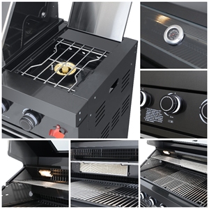 Station de cuisson extérieure US Standard Villa BBQ <span class=keywords><strong>Grill</strong></span> Cabinet avec 8 brûleurs à gaz infrarouges, <span class=keywords><strong>wok</strong></span> latéral et 8 boutons LED multicolores - Product Image 6