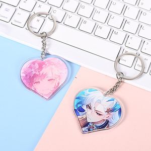 Porte-clés en acrylique Yati en forme de cœur, personnalisable avec un personnage d'anime, pour cadeau et breloque de sac - Product Image 1