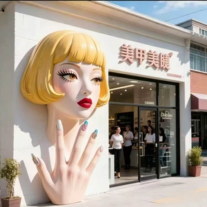Custom Fiberglass 3D Beauty Sculpture Internet Famous <b>Wall</b> Decor For <b>Nail</b> Lash Salon Door Ornament Simulated <b>Nail</b> Display - Product Image 5