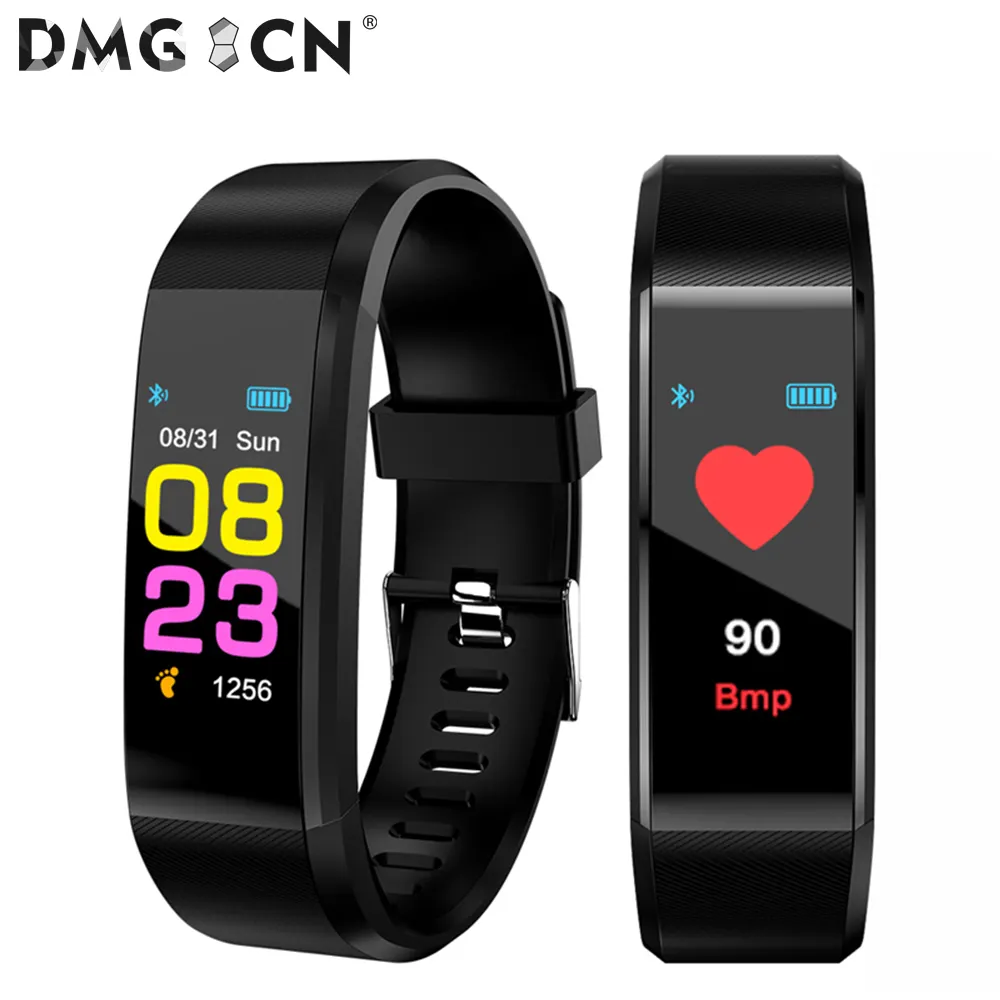 Smart Bracelet Watch 115 Plus Blood Pressure Monitoring Heart Rate Monitoring Smart Wristband Fitness Band