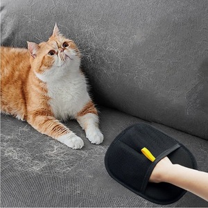 Gants anti-poils pour animaux de compagnie, tissu noir, pour toilettage des chats et des chiens - Product Image 3