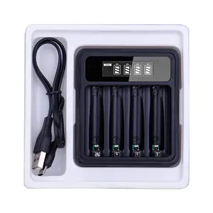 Doublepow 4-Slot AAA Battery Charger Wireless USB DC Car Charger 1.2V Power Supply 5W Output QC3.0 OCP Magnetic OTP QC4.0