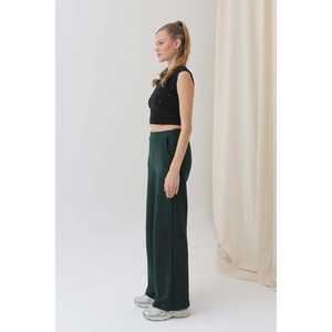 Pantalon de survêtement large pour femme, taille haute, en tricot respirant, couleur beige - Product Image 4