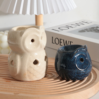 Brûleur d'huiles essentielles en céramique en forme de hibou, support pour bougie chauffe-plat, diffuseur d'arômes et chauffe-cire