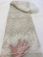 NI.AI Nouveau design Tissu en dentelle à paillettes brillantes brodé de motifs floraux, Tissu en dentelle à sequins, Tissu en dentelle perlée