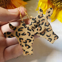 Boucles d'oreilles pendantes vintage occidentales Comiya pour femmes, motif tête de buffle, imprimé léopard, motif vache, bijoux fantaisie en bois, cadeaux, bijoux