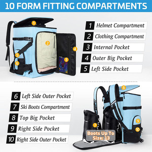 600D Polyester <b>Outdoor</b> Backpack Large Capacity Ski <b>Boot</b> <b>Storage</b> Backpack for Shoes Helmet Clothing Organizer Bagpack - Product Image 4