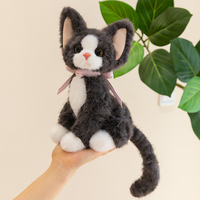 Peluche chat Devon Rex personnalisée avec logo, fourrure bouclée, grandes oreilles, poupée en peluche, bandana, rembourrage en coton PP, tailles personnalisées, vente en gros