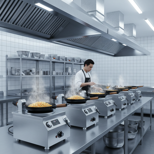 <span class=keywords><strong>Robot</strong></span> <span class=keywords><strong>Cuiseur</strong></span> Coréen en Acier Inoxydable à Gaz/Électrique pour Cuisine, Facile à Contrôler et à Nettoyer, Idéal pour Frire et Mélanger les Aliments (Wok, Riz Frit) - Product Image 5