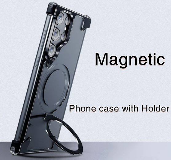 New Design Hot Luxury Magnetic Bracket Aluminum Alloy Frame Frosted Backplane Shockproof Airbag Phone Case for Samsung S26 Ultra