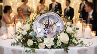 Horloge de bureau squelette de luxe argentée avec lunette en strass, en plastique transparent, à piles, mouvement à quartz, chiffres romains, pour la maison