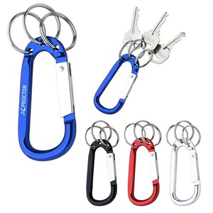 Customizable Logo Aluminum Triple Split Ring Keychain Promotional Metal Carabiner Key Rings with Logo