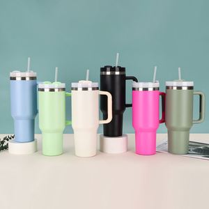Gobelet isotherme de voiture 40 oz 2e génération en acier inoxydable 304, grande capacité avec poignée et paille, pour boissons glacées - Product Image 1