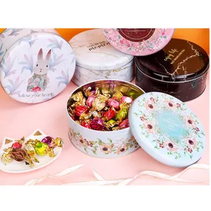 Cookie Tin Wholesale Round Package Biscuit Cookie Tin Can Food Grade