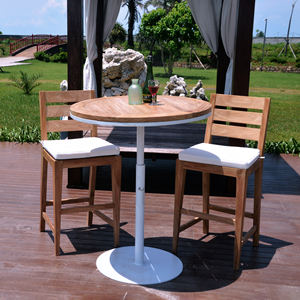 El juego de mesa de bar Cattalina combina madera de teca moderna y hierro resistente, perfecto para la elegancia al aire libre en casas, villas y resorts. - Product Image 5