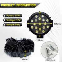 Feux de route LED ronds haute puissance, 7 pouces, 9 pouces, couvercle de phare de travail LED 4x4 pour tout-terrain