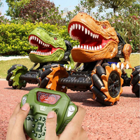 Juguete de camión monstruo con Control remoto para niños, juguete de simulación de dinosaurio, vehículo de derrape recargable, giros de Control remoto, coche acrobático de pulverización, 2,4G