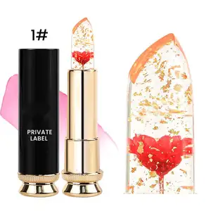 Customized logo free transparent flower gold foil color changing lipstick