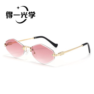 Diamond Shape Frameless <b>Sunglasses</b> For Women Pc Lens Uv400 Light Weight Sun Protection - Product Image 2