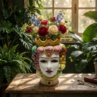 Décor de jardin en céramique queens head pot de fleur