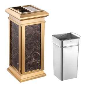 Instalación pública Cubo de basura de acero inoxidable Cubo de basura duradero de gran capacidad Contenedor de basura moderno para vestíbulo de hotel y oficina - Product Image 5