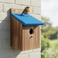 Vente flash - Mangeoire à oiseaux en bois écologique et maison pour oiseaux, pour l'extérieur, la cour, en bois naturel fait main, pour oiseaux sauvages et perroquets