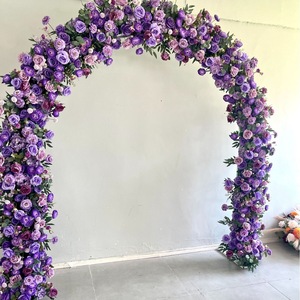 Arco de flores en forma de U de seda morada lujosa, adecuado para decoración de bodas y eventos. - Product Image 3