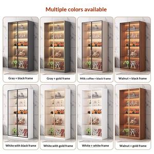 Vitrine d'exposition multifonctionnelle en acrylique transparent anti-poussière avec éclairage LED pour figurines, modèles réduits et jouets, gris - Product Image 5
