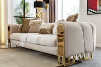 Ensemble de canapés sectionnels de luxe au design moderne, pieds en acier inoxydable, coussins rembourrés en éponge, pour appartement, villa, centre commercial, hôtel