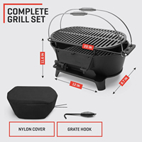 Grill ovale en fonte durable pour l'extérieur, grill japonais de table au charbon de bois, camping